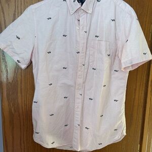 GAP Pink Casual Button Down Shirt with Short Sleeves